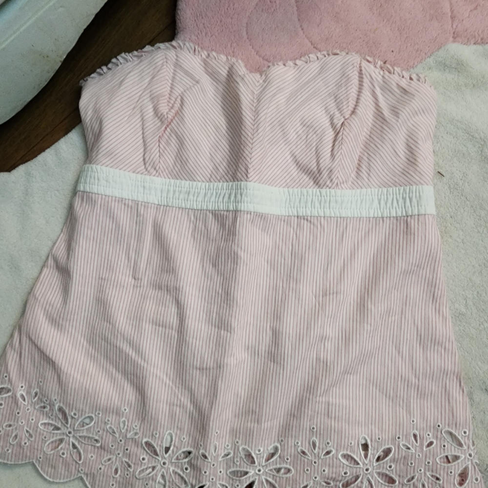 Lilly Pulitzer Pink and White Strapless Top